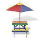 Kids' Picnic Table with Benches, Parasol - Multicolour Wood | Outdoor Fun for Children