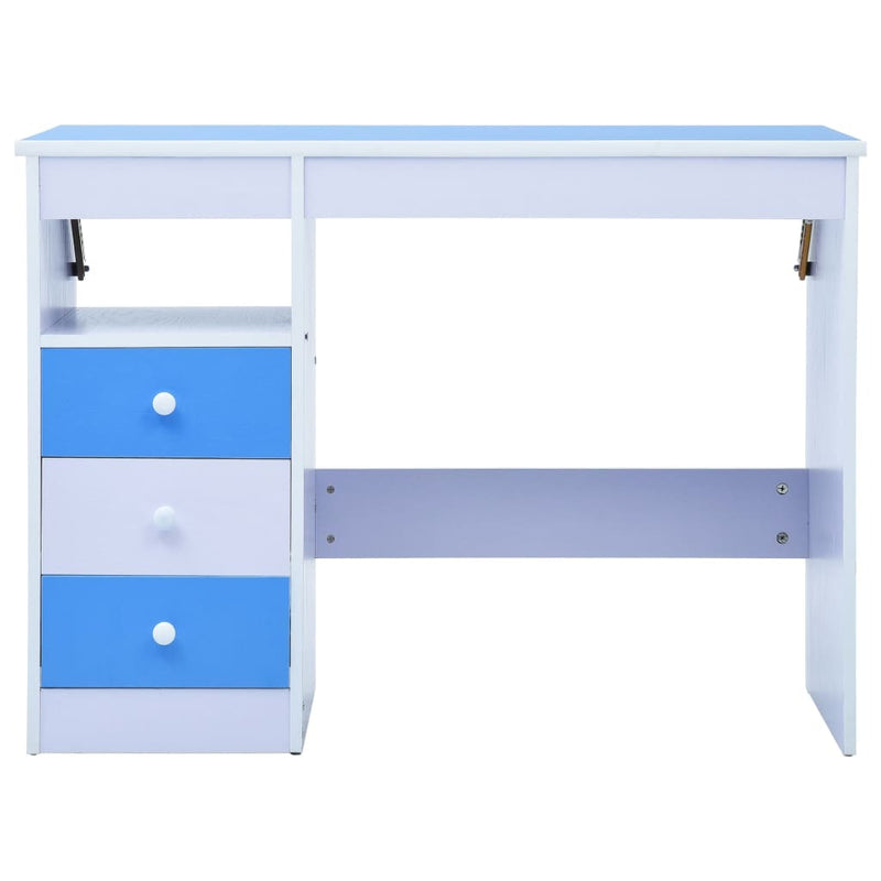 Kids Drawing Study Desk Tiltable with Storage | Blue & White