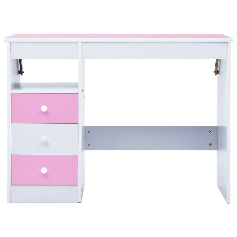 Kids Drawing Study Desk Tiltable with Storage | Pink and White