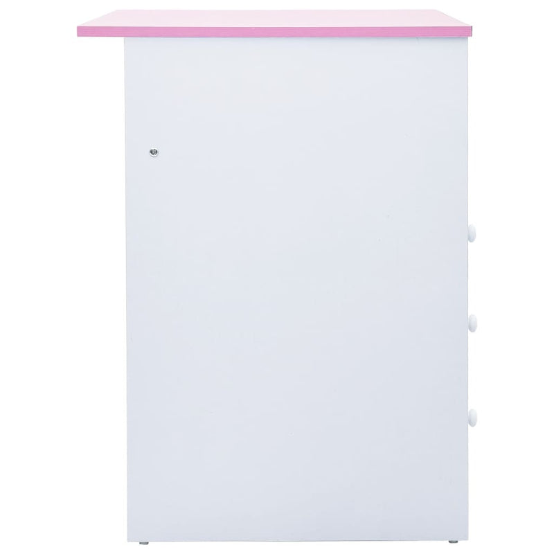 Kids Drawing Study Desk Tiltable with Storage | Pink and White