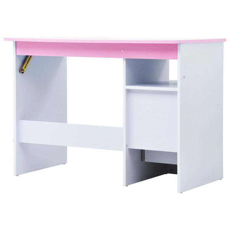 Kids Drawing Study Desk Tiltable with Storage | Pink and White