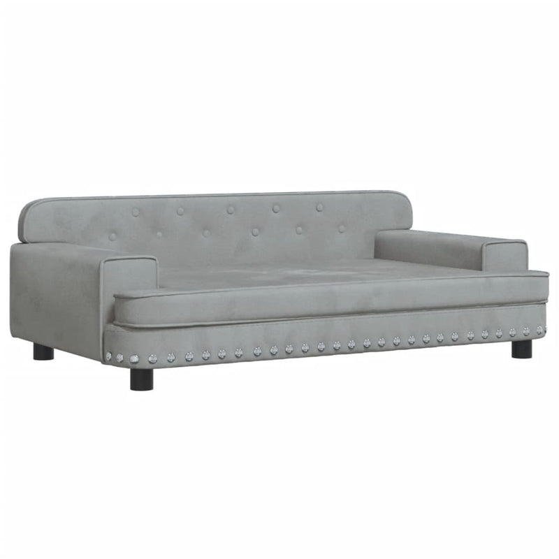 Kids Velvet Sofa - Light Grey, 90x53x30 cm | Cozy Children's Furniture