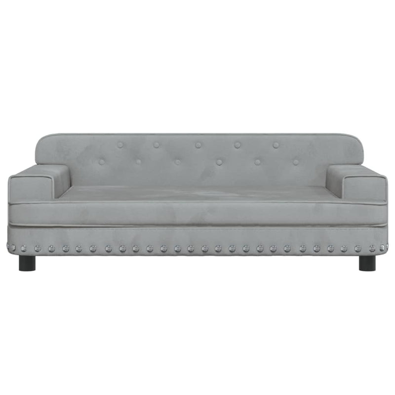 Kids Velvet Sofa - Light Grey, 90x53x30 cm | Cozy Children's Furniture