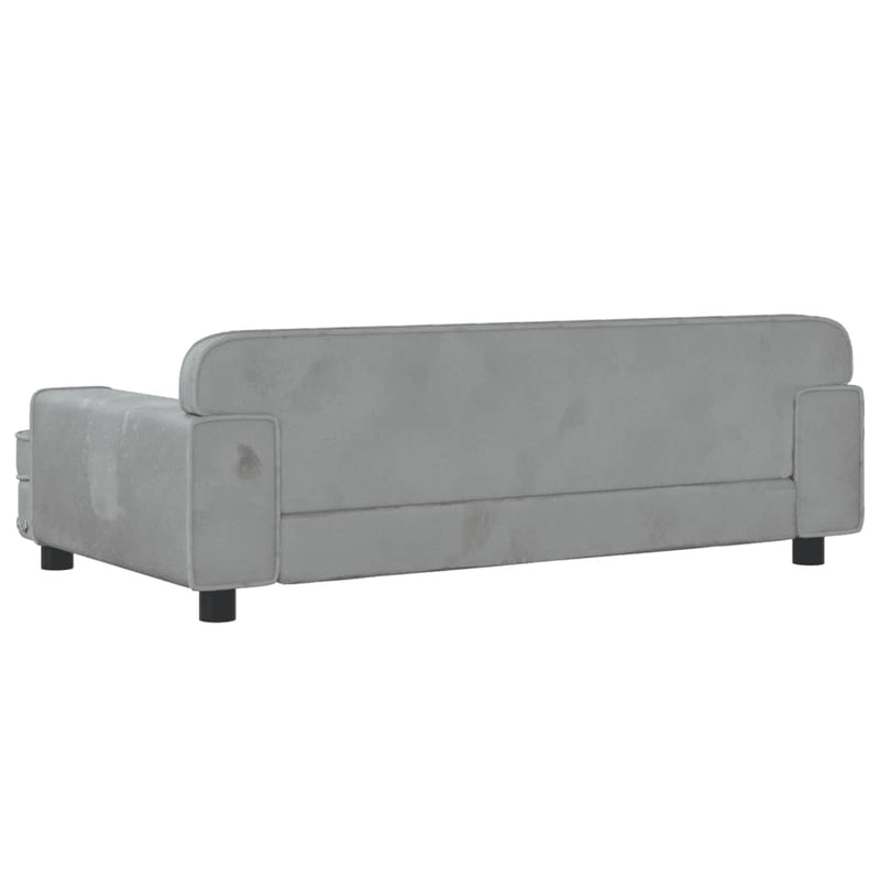 Kids Velvet Sofa - Light Grey, 90x53x30 cm | Cozy Children's Furniture