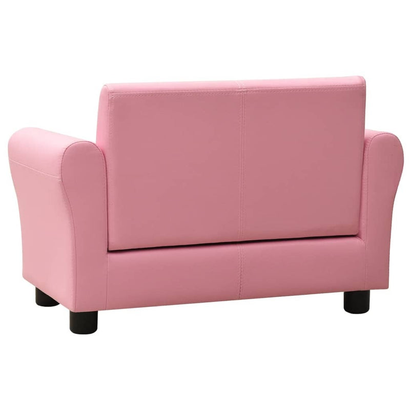 Children Sofa with Stool Pink Faux Leather - Comfortable Kids' Furniture