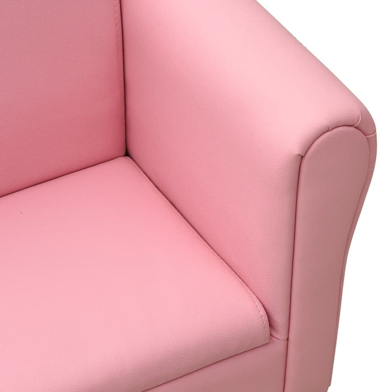 Children Sofa with Stool Pink Faux Leather - Comfortable Kids' Furniture