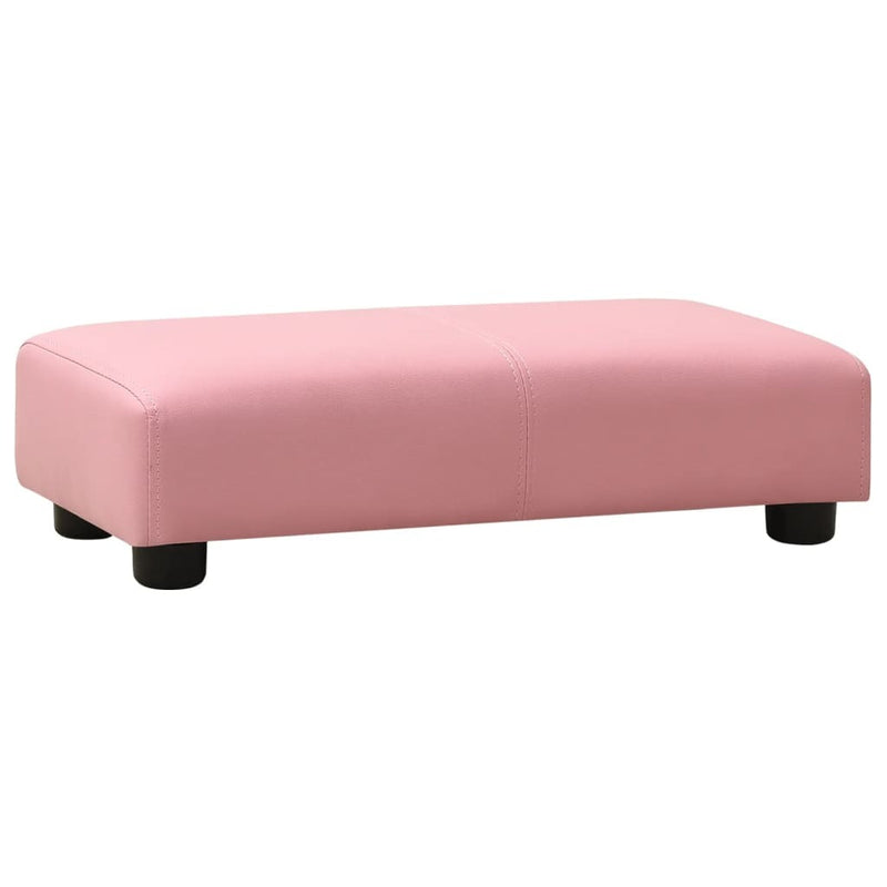 Children Sofa with Stool Pink Faux Leather - Comfortable Kids' Furniture