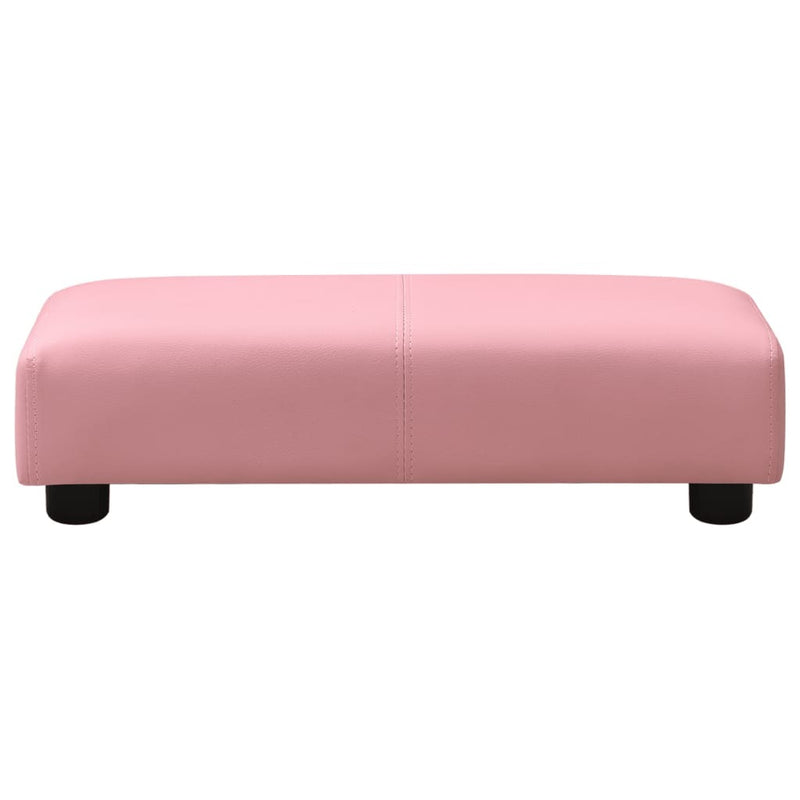 Children Sofa with Stool Pink Faux Leather - Comfortable Kids' Furniture