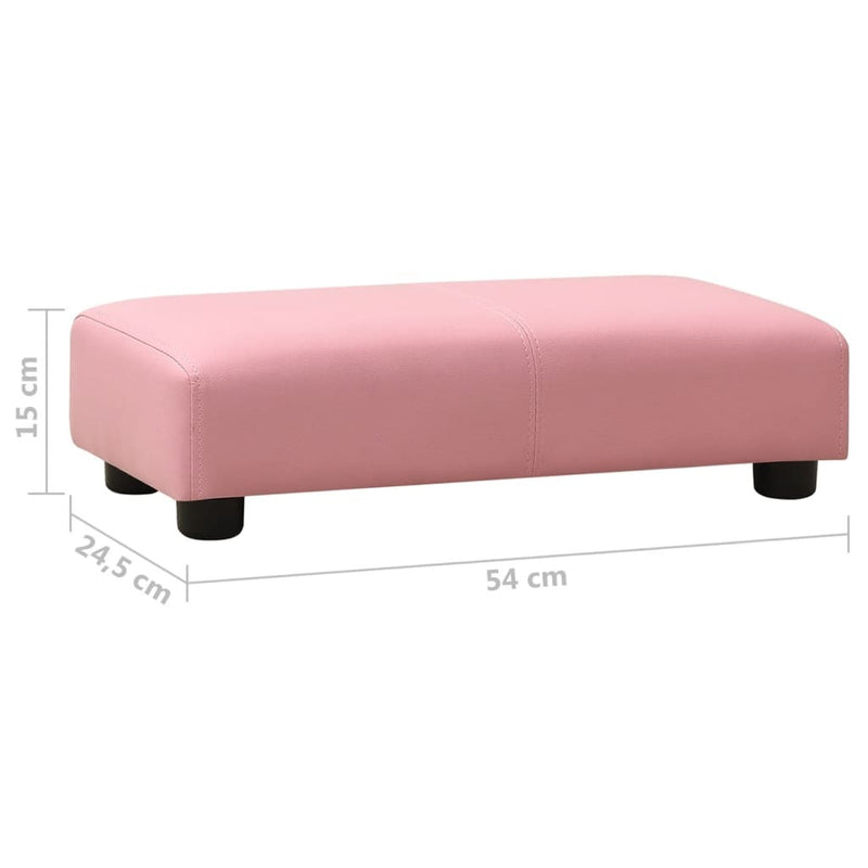 Children Sofa with Stool Pink Faux Leather - Comfortable Kids' Furniture