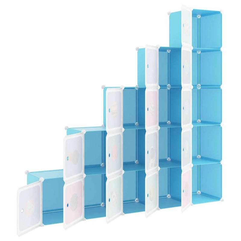 Kids Cube Storage Cabinet - 15 Blue PP Cubes | Organize Toys & Clothes