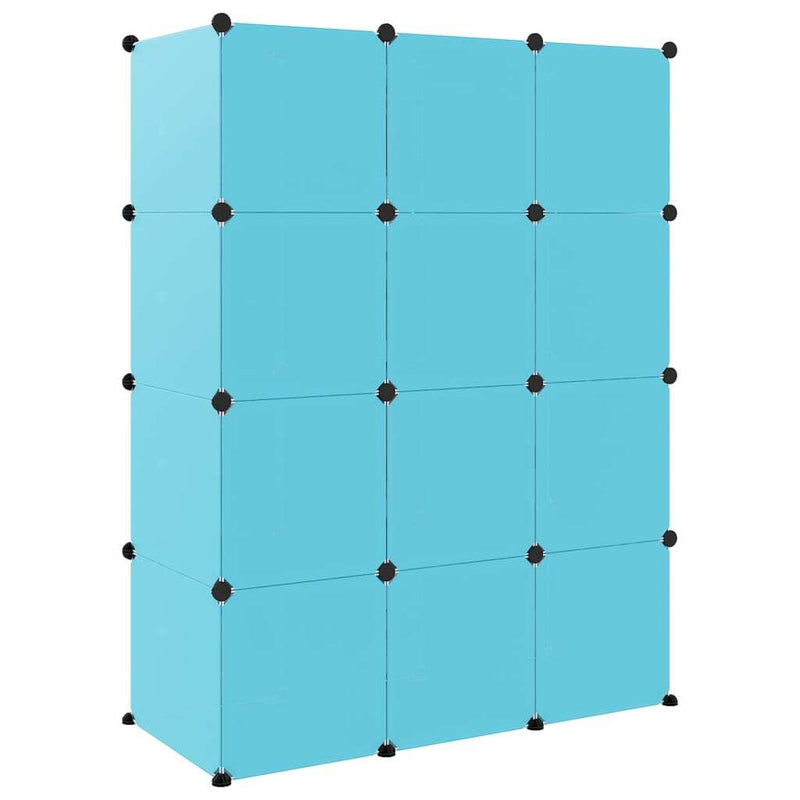 Cube Storage Cabinet for Kids - 12 Blue PP Cubes | Organize Toys & Clothes