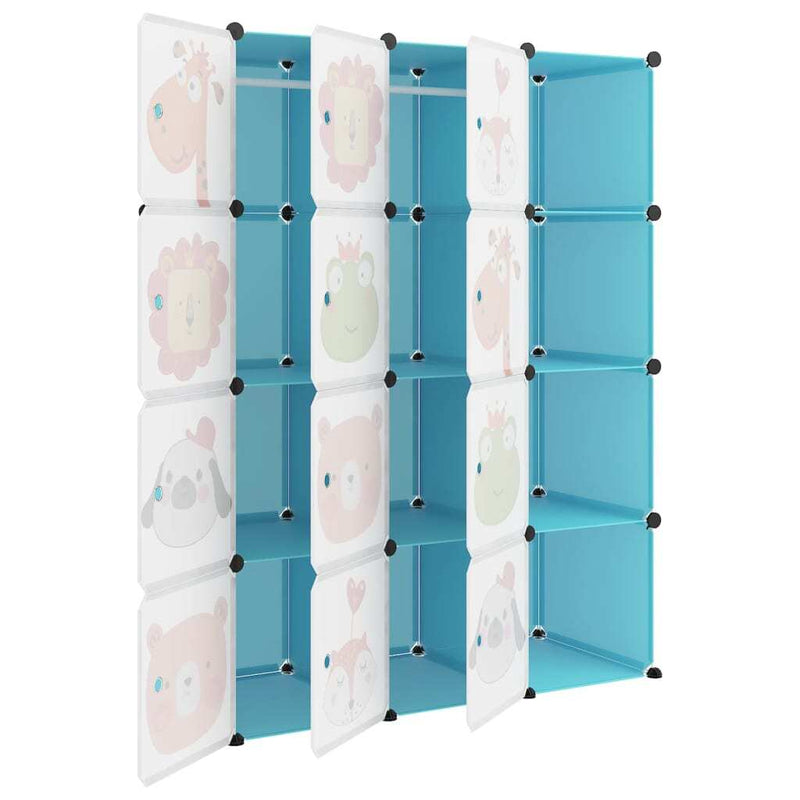 Cube Storage Cabinet for Kids - 12 Blue PP Cubes | Organize Toys & Clothes