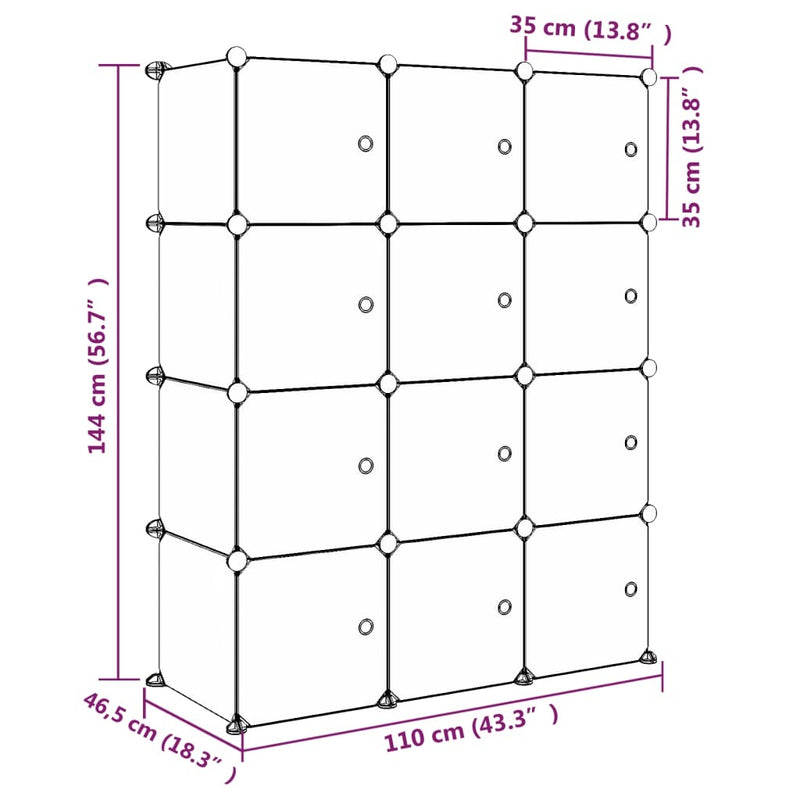 Cube Storage Cabinet for Kids - 12 Blue PP Cubes | Organize Toys & Clothes