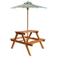 Kids Picnic Table with Parasol - 79x90x60 cm Solid Acacia Wood | Outdoor Fun for Children