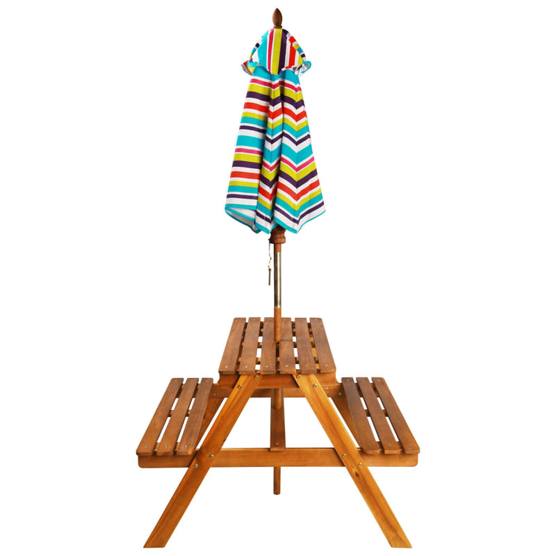 Kids Picnic Table with Parasol - 79x90x60 cm Solid Acacia Wood | Outdoor Fun for Children