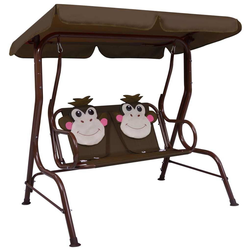 Kids Swing Bench - Brown Fabric 115x75x110 cm | Outdoor Fun and Relaxation