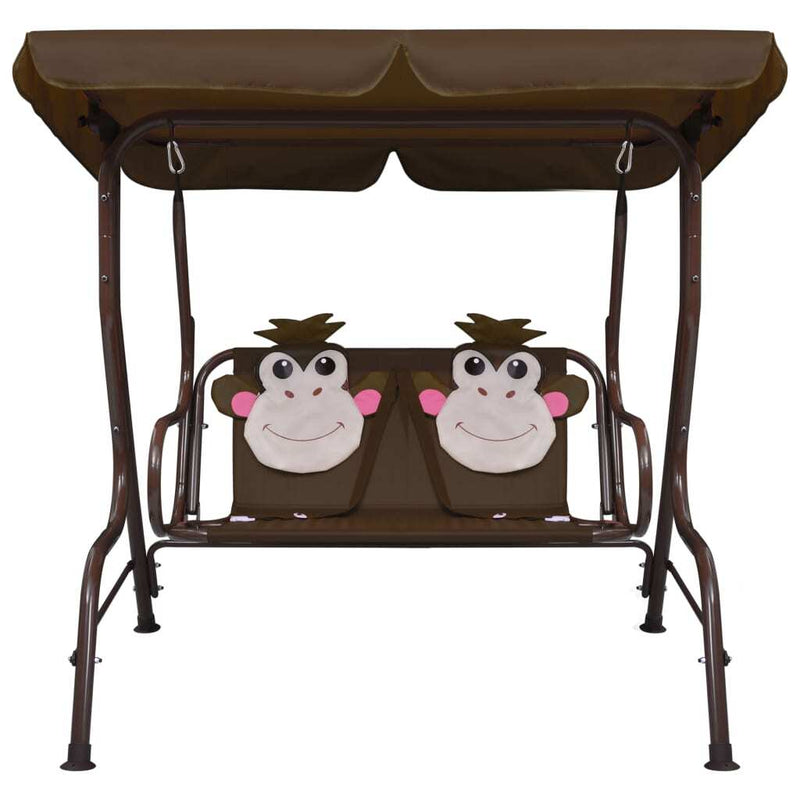 Kids Swing Bench - Brown Fabric 115x75x110 cm | Outdoor Fun and Relaxation