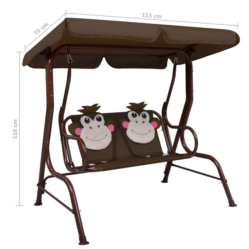 Kids Swing Bench - Brown Fabric 115x75x110 cm | Outdoor Fun and Relaxation