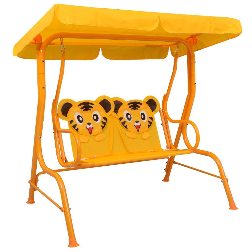 Kids Swing Bench - Yellow Fabric 115x75x110 cm | Outdoor Fun and Relaxation