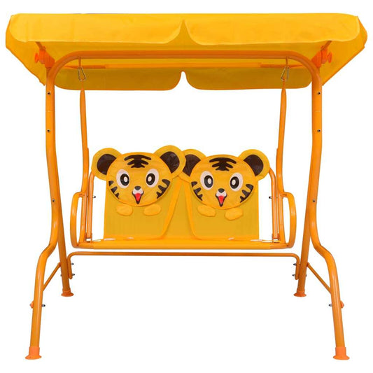 Kids Swing Bench - Yellow Fabric 115x75x110 cm | Outdoor Fun and Relaxation