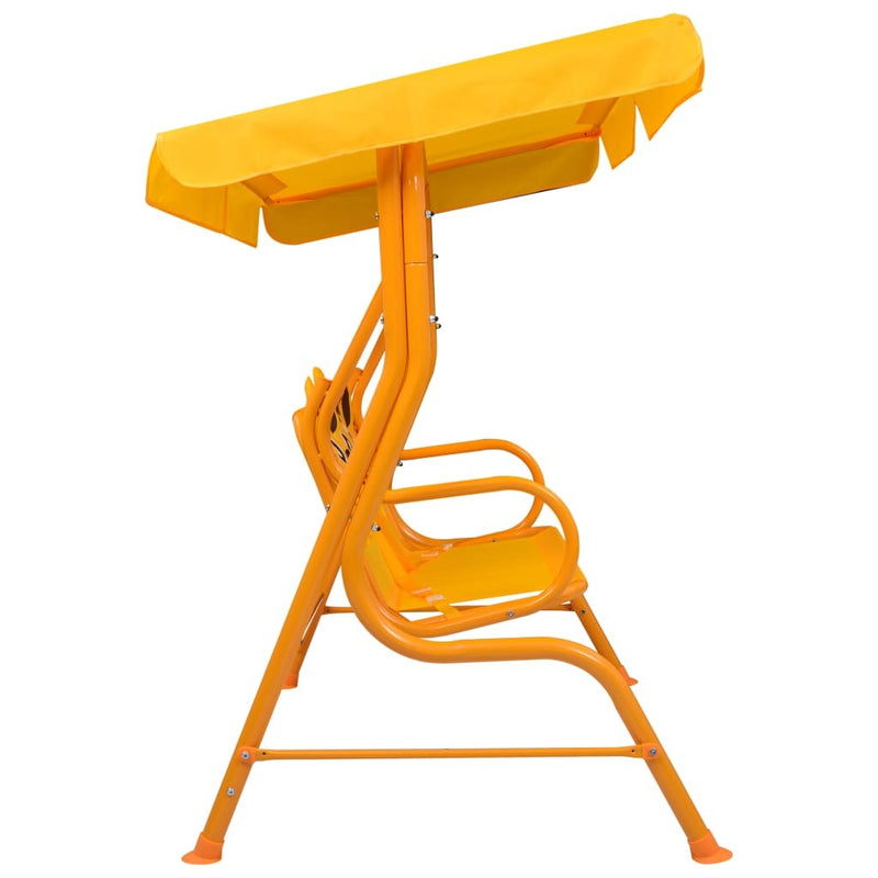 Kids Swing Bench - Yellow Fabric 115x75x110 cm | Outdoor Fun and Relaxation