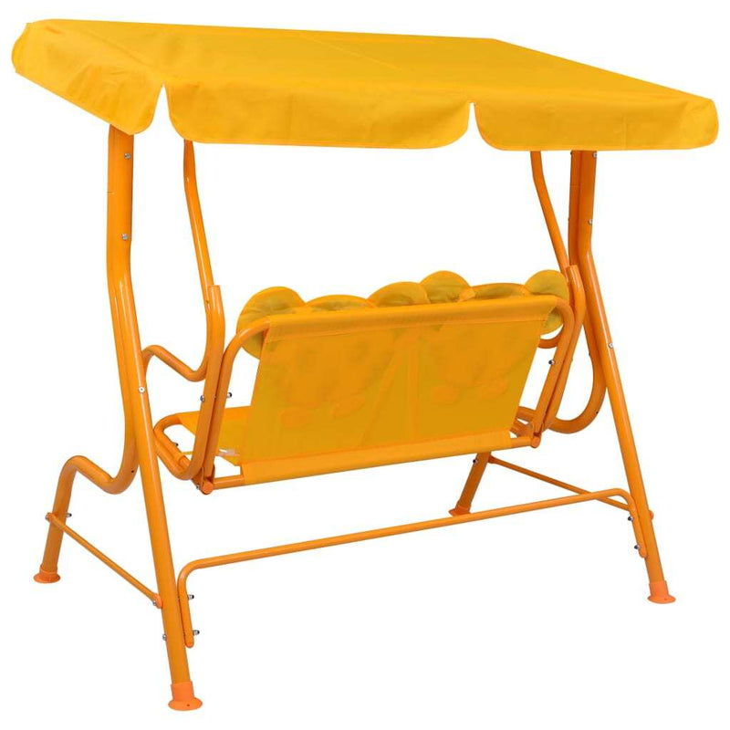 Kids Swing Bench - Yellow Fabric 115x75x110 cm | Outdoor Fun and Relaxation