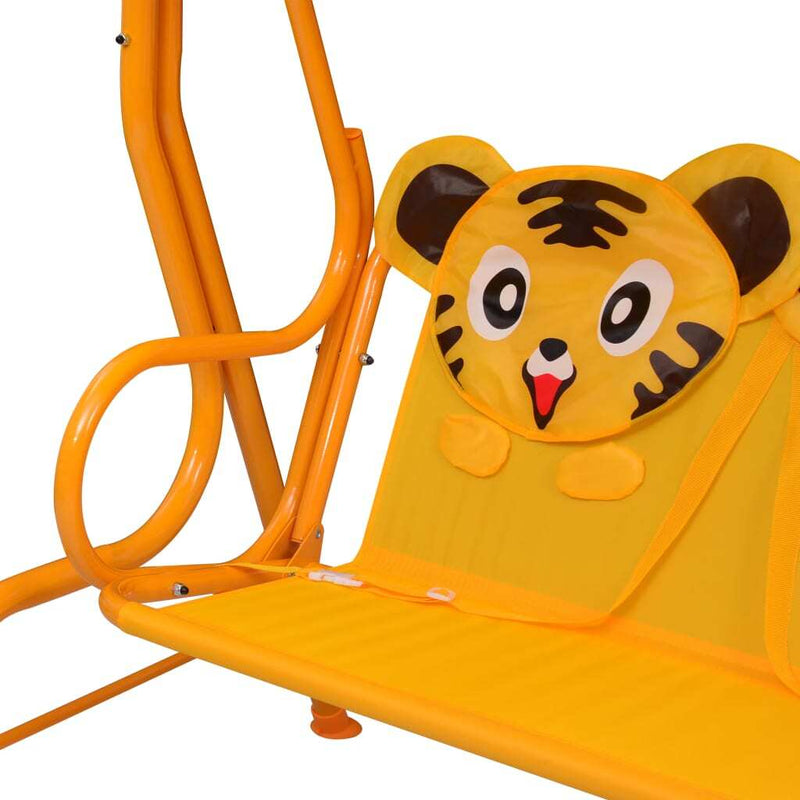 Kids Swing Bench - Yellow Fabric 115x75x110 cm | Outdoor Fun and Relaxation