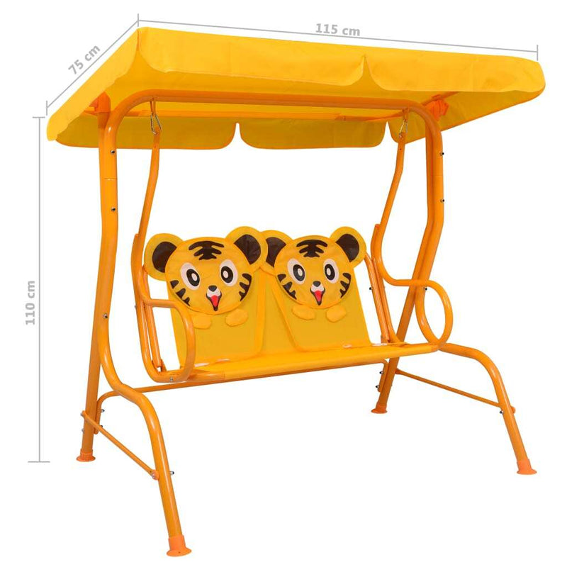 Kids Swing Bench - Yellow Fabric 115x75x110 cm | Outdoor Fun and Relaxation