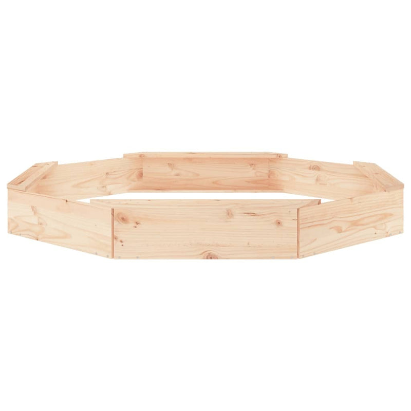 Octagon Wooden Sandbox with Seats | Solid Pine | Outdoor Play Equipment