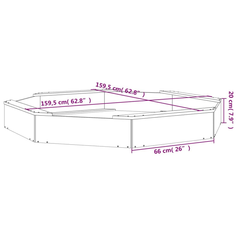 Octagon Wooden Sandbox with Seats | Solid Pine | Outdoor Play Equipment