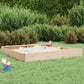 Square Solid Wood Pine Sandbox with Seats for Creative Play