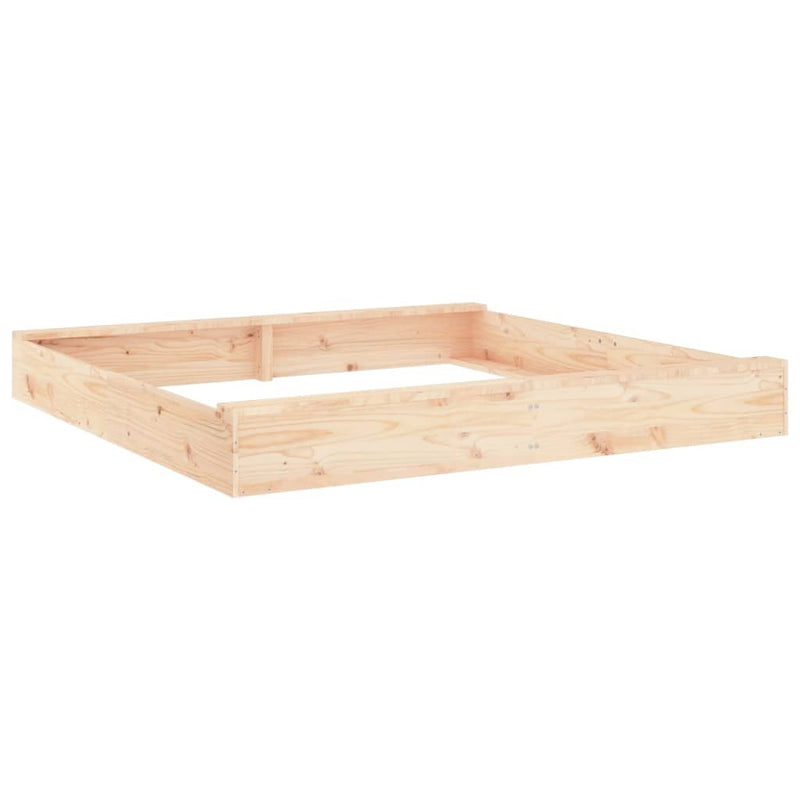 Square Solid Wood Pine Sandbox with Seats for Creative Play