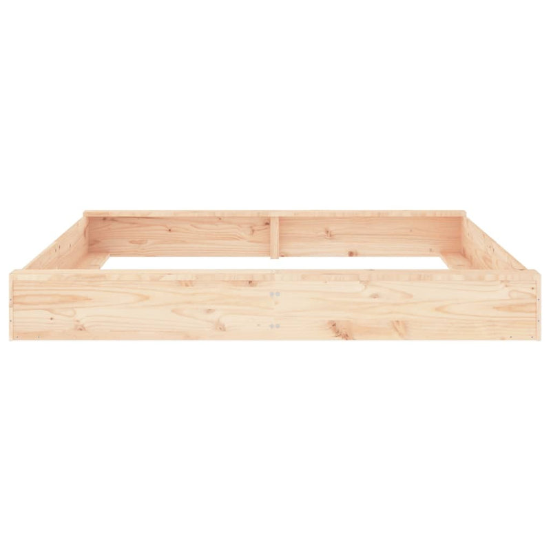 Square Solid Wood Pine Sandbox with Seats for Creative Play