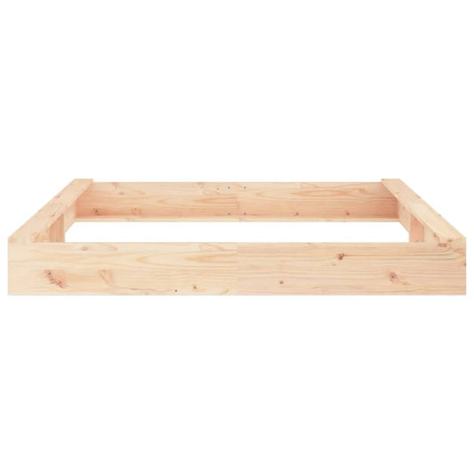 Square Solid Wood Pine Sandbox with Seats for Creative Play