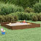 Kids Sandbox with Seats Honey Brown | Square Solid Wood Pine