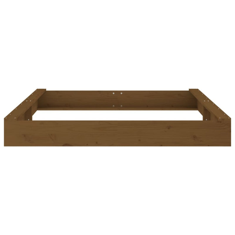 Kids Sandbox with Seats Honey Brown | Square Solid Wood Pine