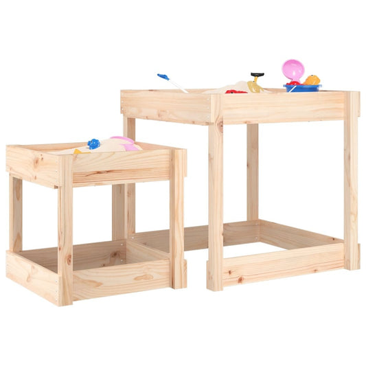 2PC Solid Wood Pine Sand Tables for Kids