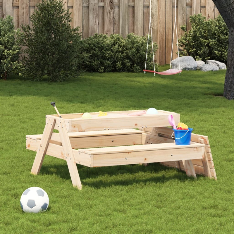 Kids' Picnic Table with Sandpit - Solid Pine Wood | Outdoor Fun and Play