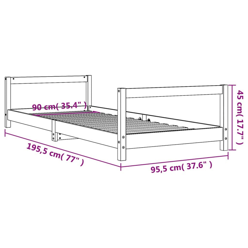 Kids Bed Frame - 90x190 cm Solid Wood Pine | Sturdy and Stylish Children's Furniture