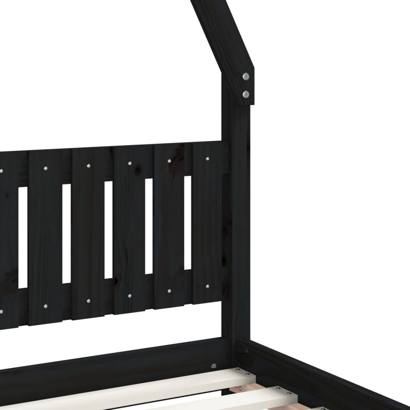 Kids Bed Frame Black 90x190 cm Solid Pine Wood