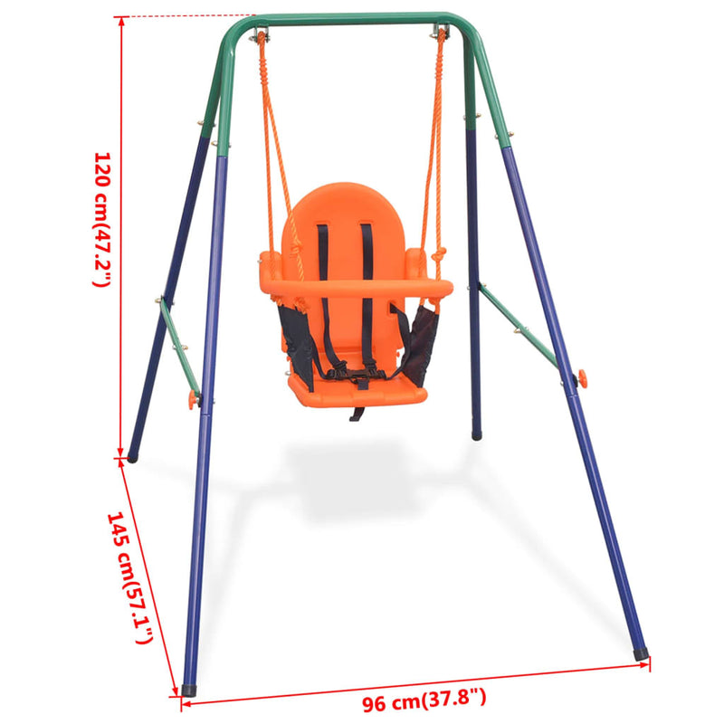 Toddler Swing Set with Safety Harness - Orange