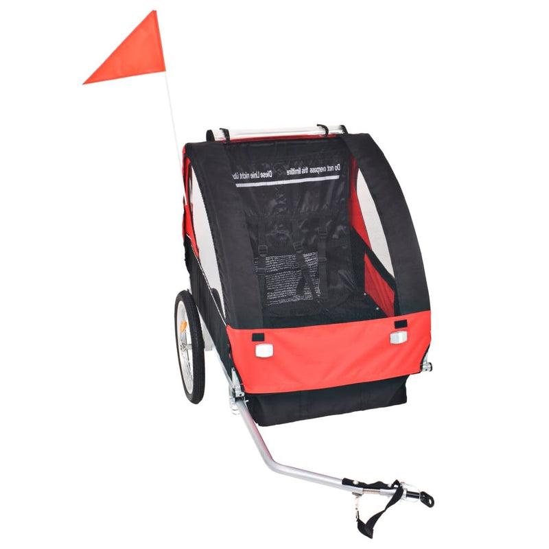 Kids' Bicycle Trailer Red & Black | 2-Seater | 30 kg Capacity