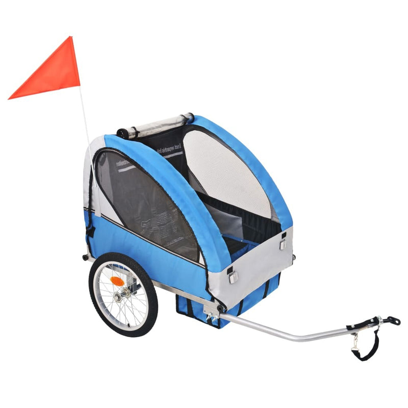 Kids' Bicycle Trailer Grey & Blue | 2-Seater | 30kg Capacity