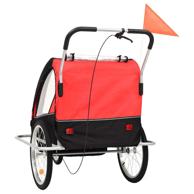 2-in-1 Kids Bicycle Trailer & Stroller - Black and Red | Versatile Outdoor Gear for Children