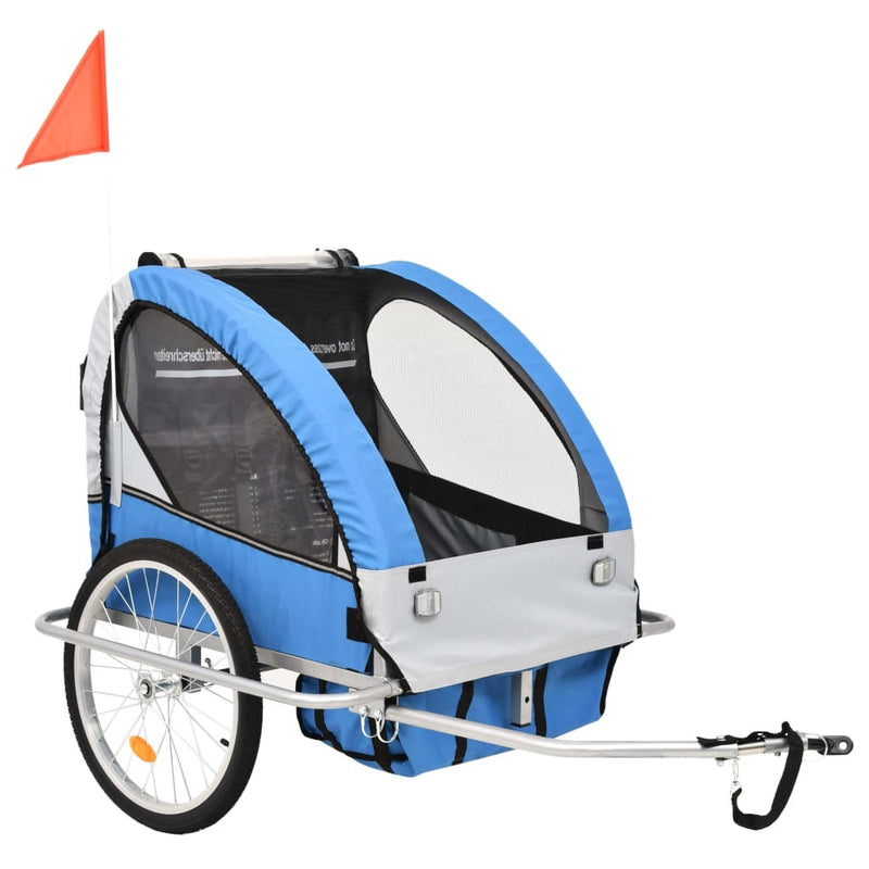 2-in-1 Kids Bicycle Trailer & Stroller - Blue and Grey | Outdoor Adventure for Children