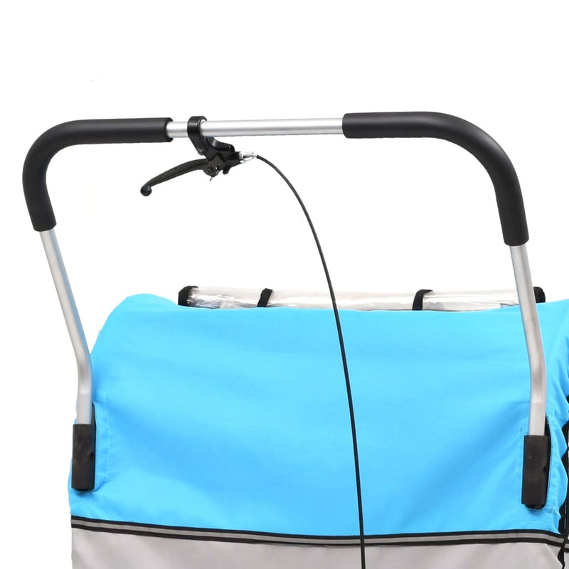 2-in-1 Kids Bicycle Trailer & Stroller - Blue and Grey | Versatile Child Transport