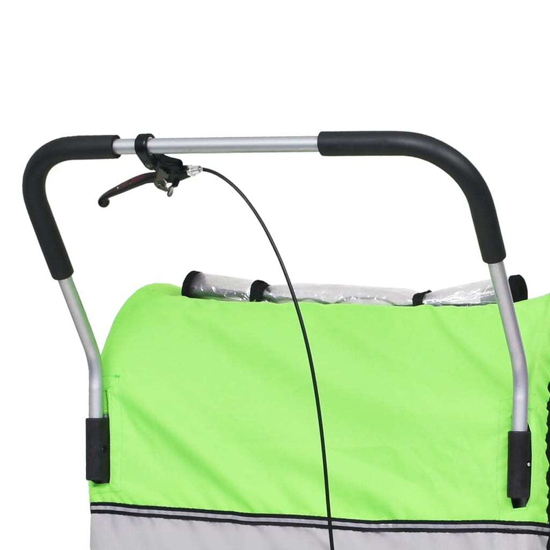 2-in-1 Kids Bicycle Trailer & Stroller - Green and Grey | Versatile Child Transport