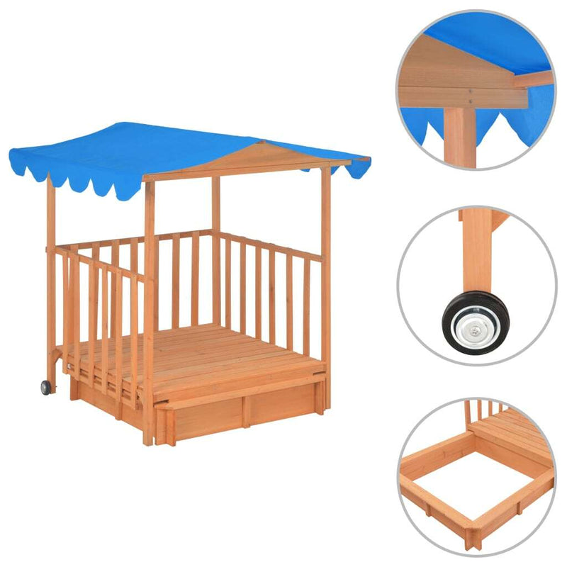 Kids Playhouse with Sandbox - Fir Wood Blue UV50 | Outdoor Fun for Children