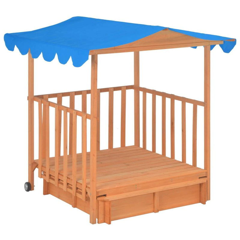 Kids Playhouse with Sandbox - Fir Wood Blue UV50 | Outdoor Fun for Children