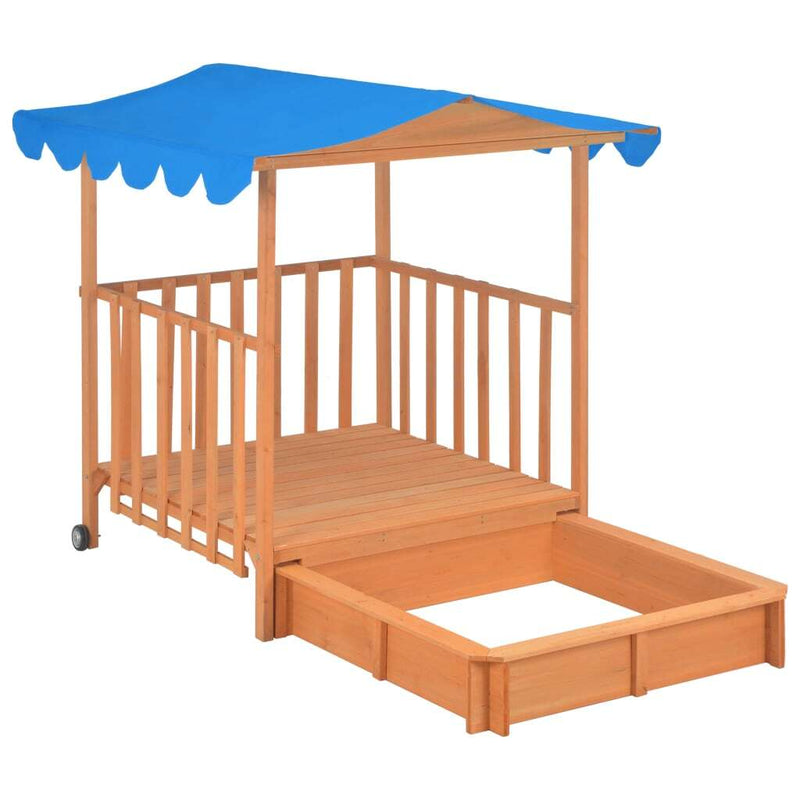 Kids Playhouse with Sandbox - Fir Wood Blue UV50 | Outdoor Fun for Children